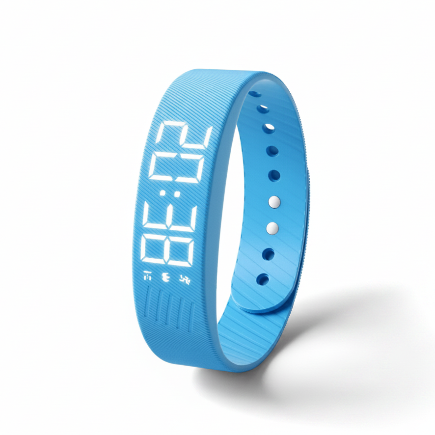 Bracelet réveil vibrant bleu, réveil silencieux par vibration