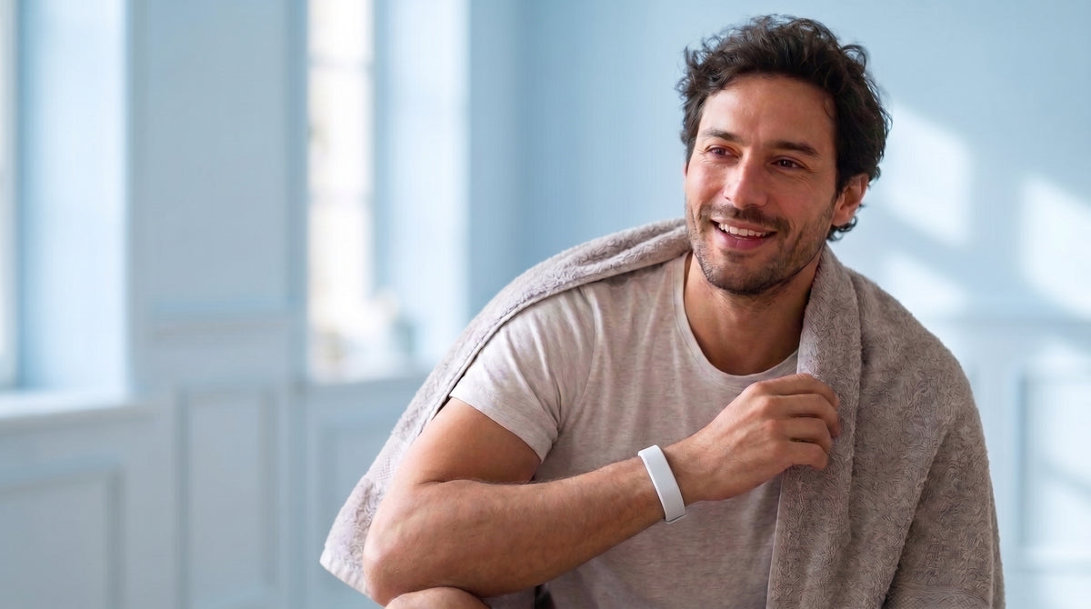 Homme réveillé en douceur par son bracelet réveil vibrant